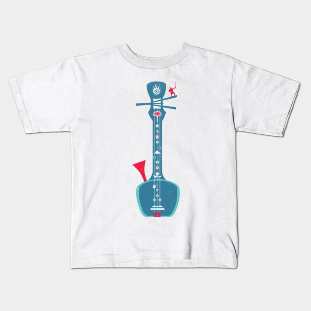 Shamisen Hero Kids T-Shirt by reglapid